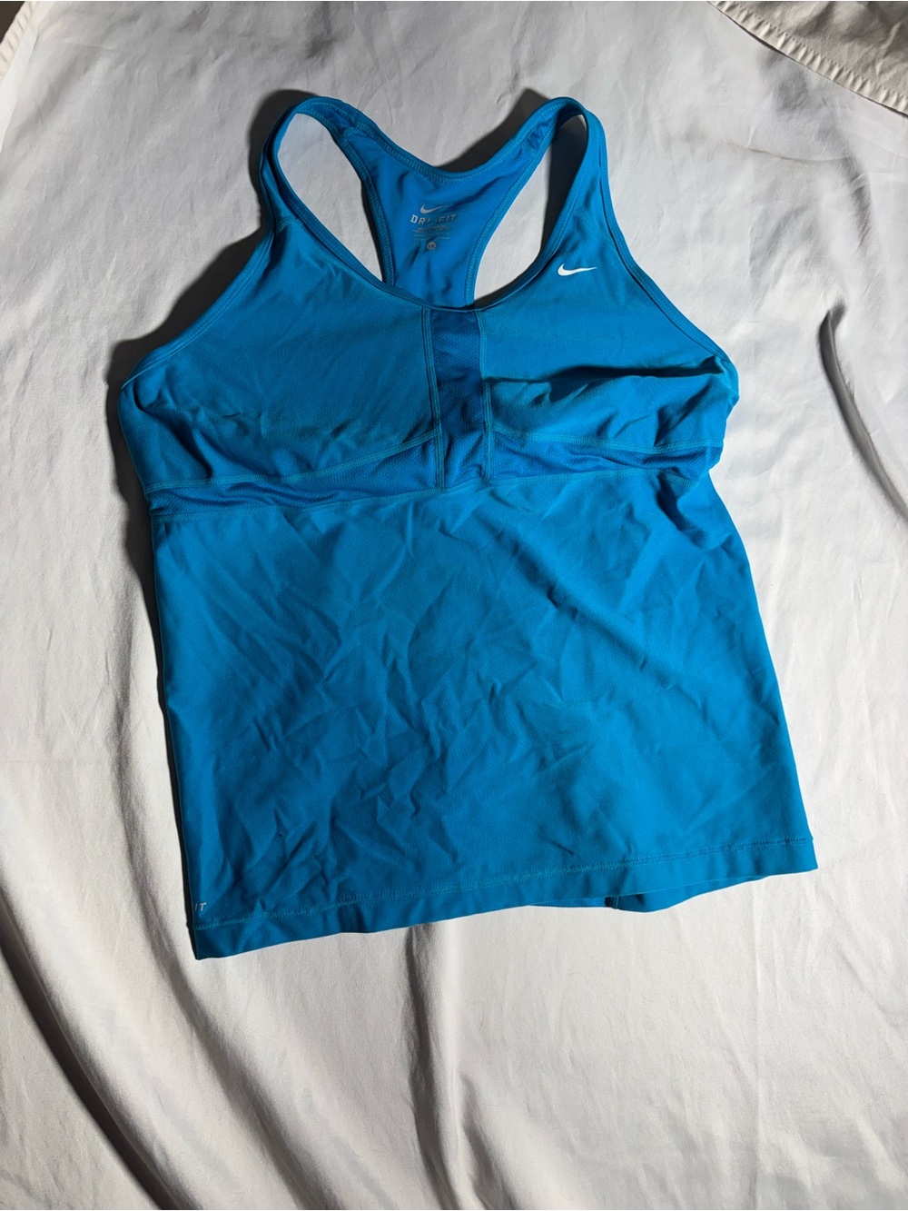 Nike Bright Blue Racerback Sports Tank with Built-In Shelf Bra